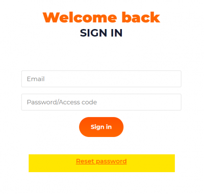 Reset password is under Sign in button