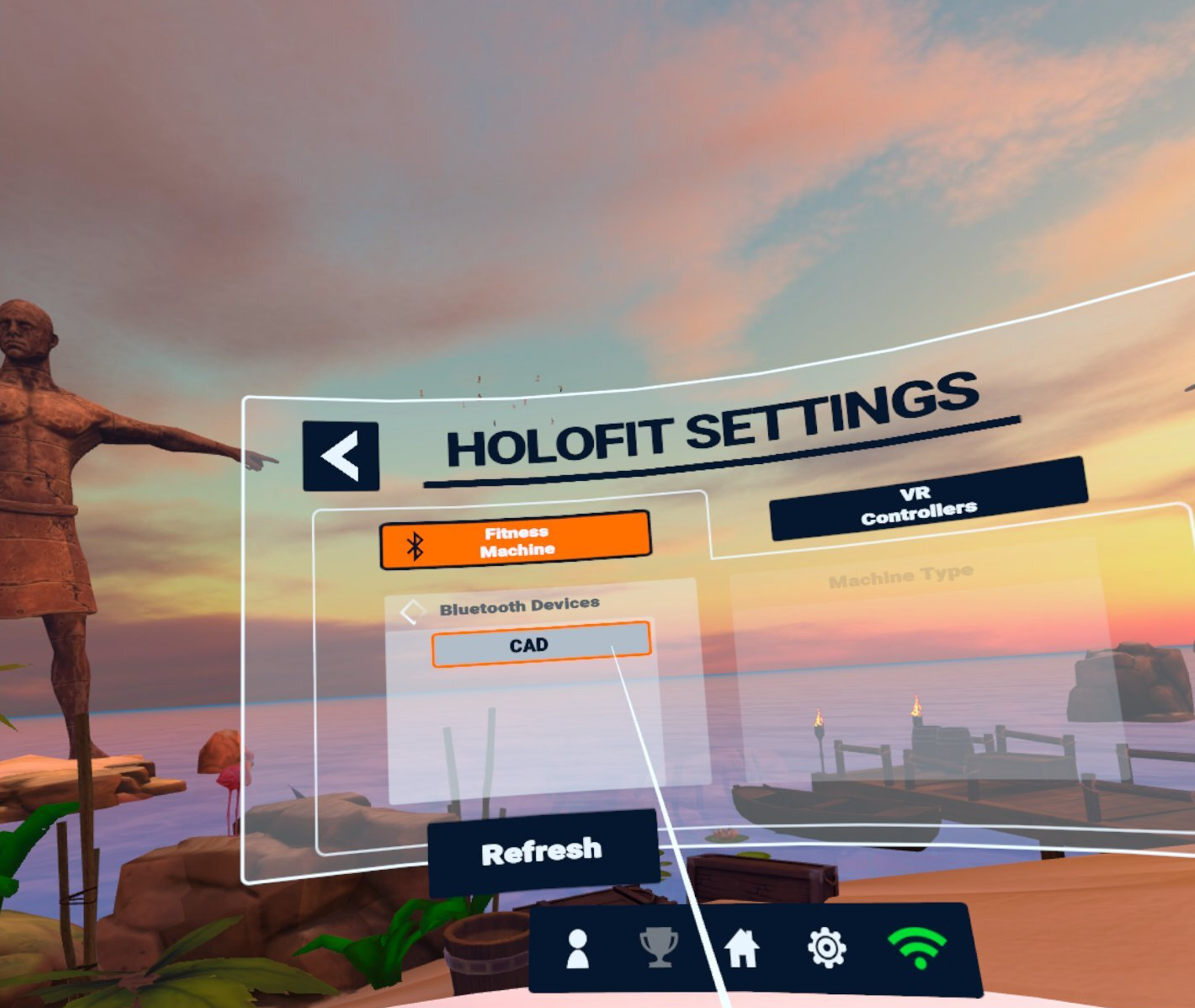 How to connect my cadence sensor or fitness machine to Holofit